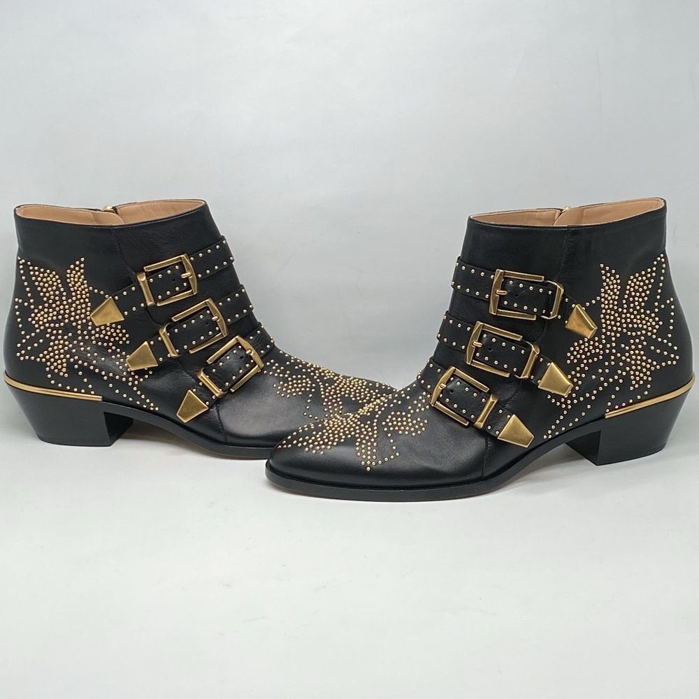 Chloe Susanna Pointed-Toe Studded Booties size 40 - Picture 4 of 15